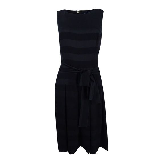 Tommy Hilfiger Women's Striped Satin Fit & Flare Dress - Black - Picture 1 of 3